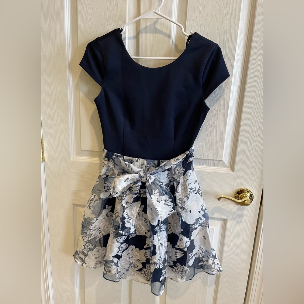 B Darlin Blue Floral Special Occasion Dress